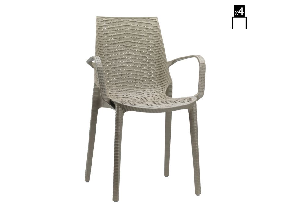 Braided Technopolymer Chair Made in Italy 4 Pieces - Erminia Viadurini