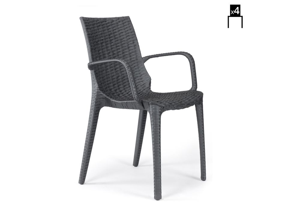 Braided Technopolymer Chair Made in Italy 4 Pieces - Erminia