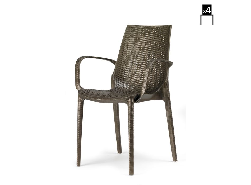 Braided Technopolymer Chair Made in Italy 4 Pieces - Erminia Viadurini