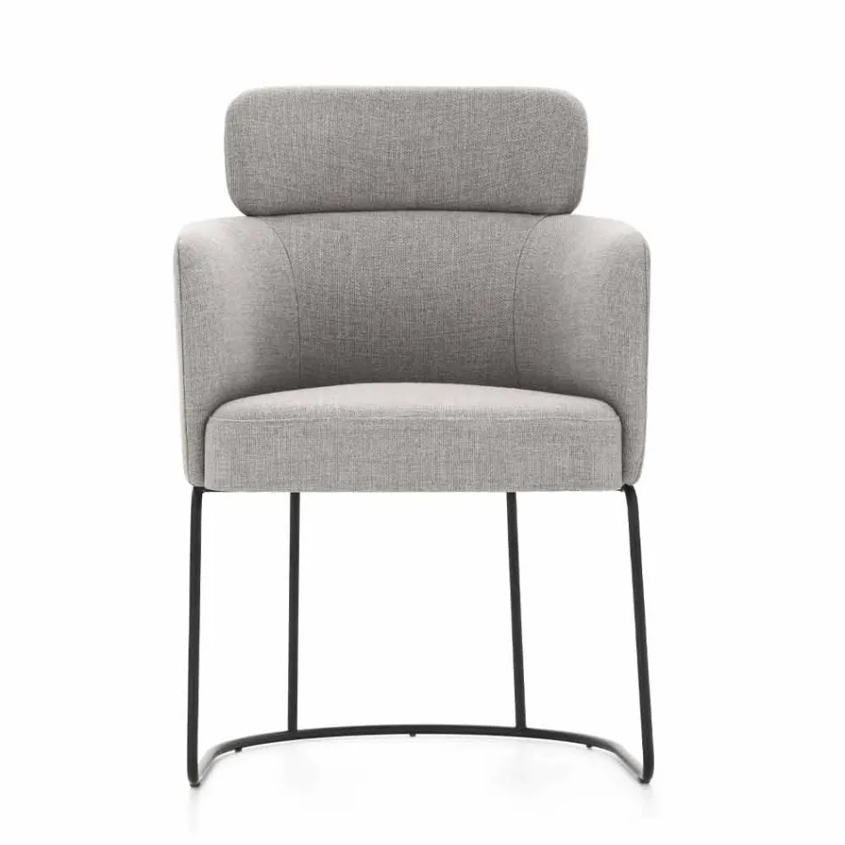 Fabric Chair with Luxury Black Metal Structure Made in Italy - Cocoa Viadurini