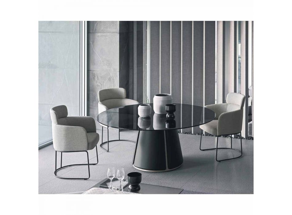 Fabric Chair with Luxury Black Metal Structure Made in Italy - Cocoa Viadurini