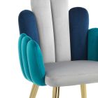 Chair in Grey, Green and Blue Velvet Effect Fabric - Watermelon Viadurini