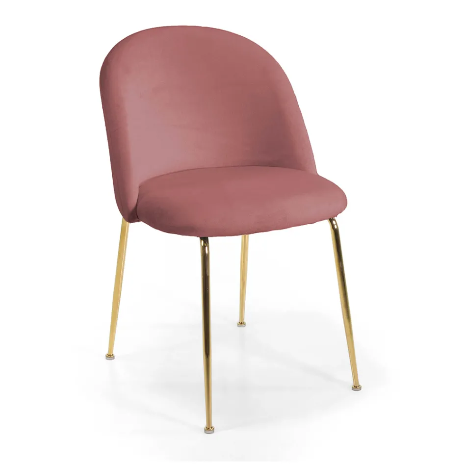 Velvet Chair and Metal Frame in Different Finishes - Penna Viadurini