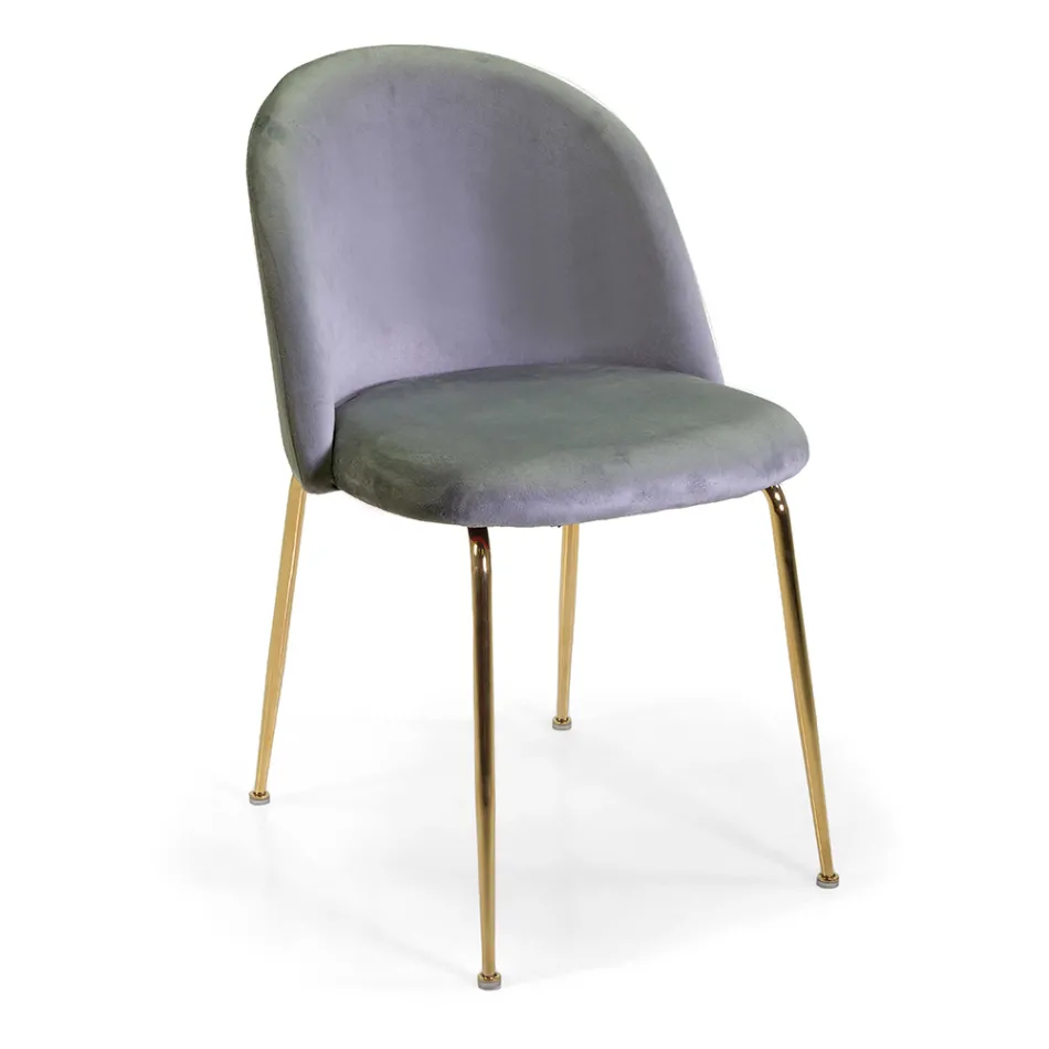 Velvet Chair and Metal Frame in Different Finishes - Penna Viadurini