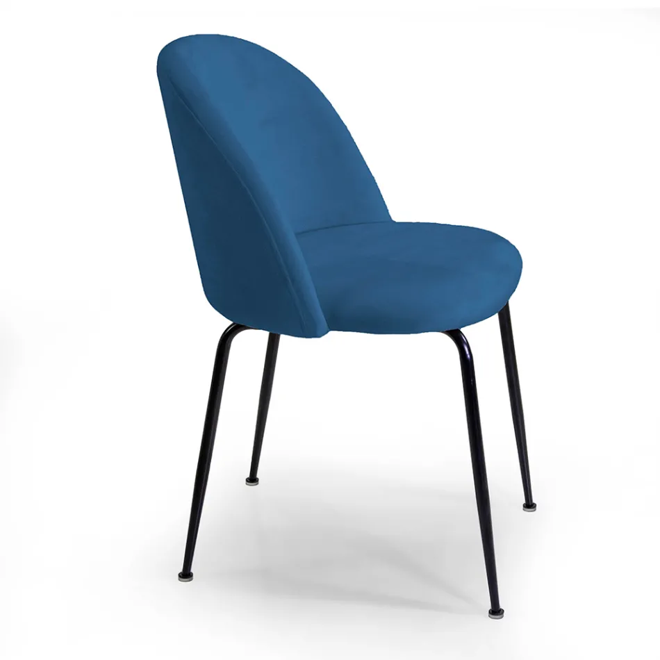 Velvet Chair and Metal Frame in Different Finishes - Penna Viadurini