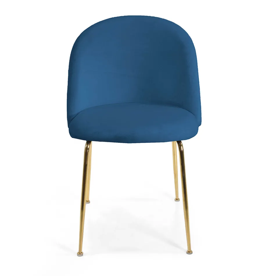 Velvet Chair and Metal Frame in Different Finishes - Penna Viadurini
