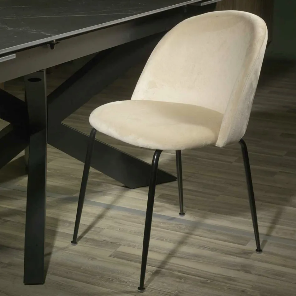 Velvet Chair and Metal Frame in Different Finishes - Penna Viadurini