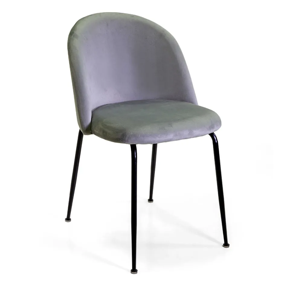 Velvet Chair and Metal Frame in Different Finishes - Penna Viadurini
