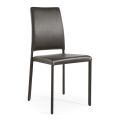 Chair Entirely Upholstered in Anthracite Eco-Leather Made in Italy - Ruscello