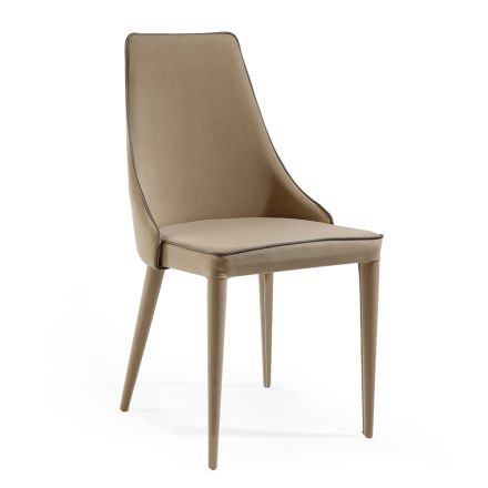 Chair Entirely Upholstered in Earth Color Fabric Made in Italy - Little Bear Viadurini