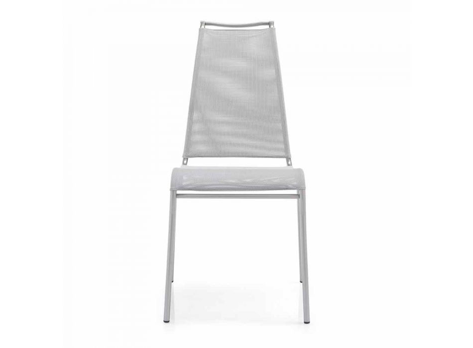 Living Chair with High Back in Satin Steel Made in Italy - Air High Viadurini
