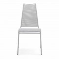 Living Chair with High Back in Satin Steel Made in Italy, 2 pieces - Air High