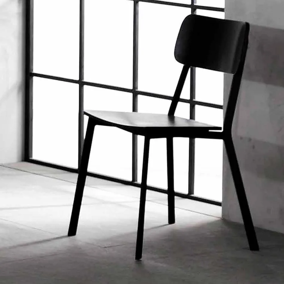Modern design chair in wood and metal, Elmas, 4 pieces Viadurini