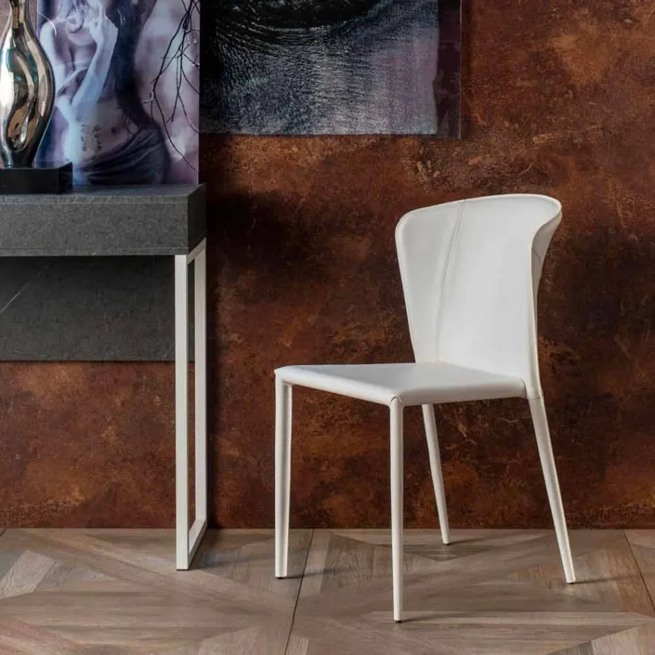 Modern living chair completely covered in imitation leather, Accadia, 4 pieces Viadurini
