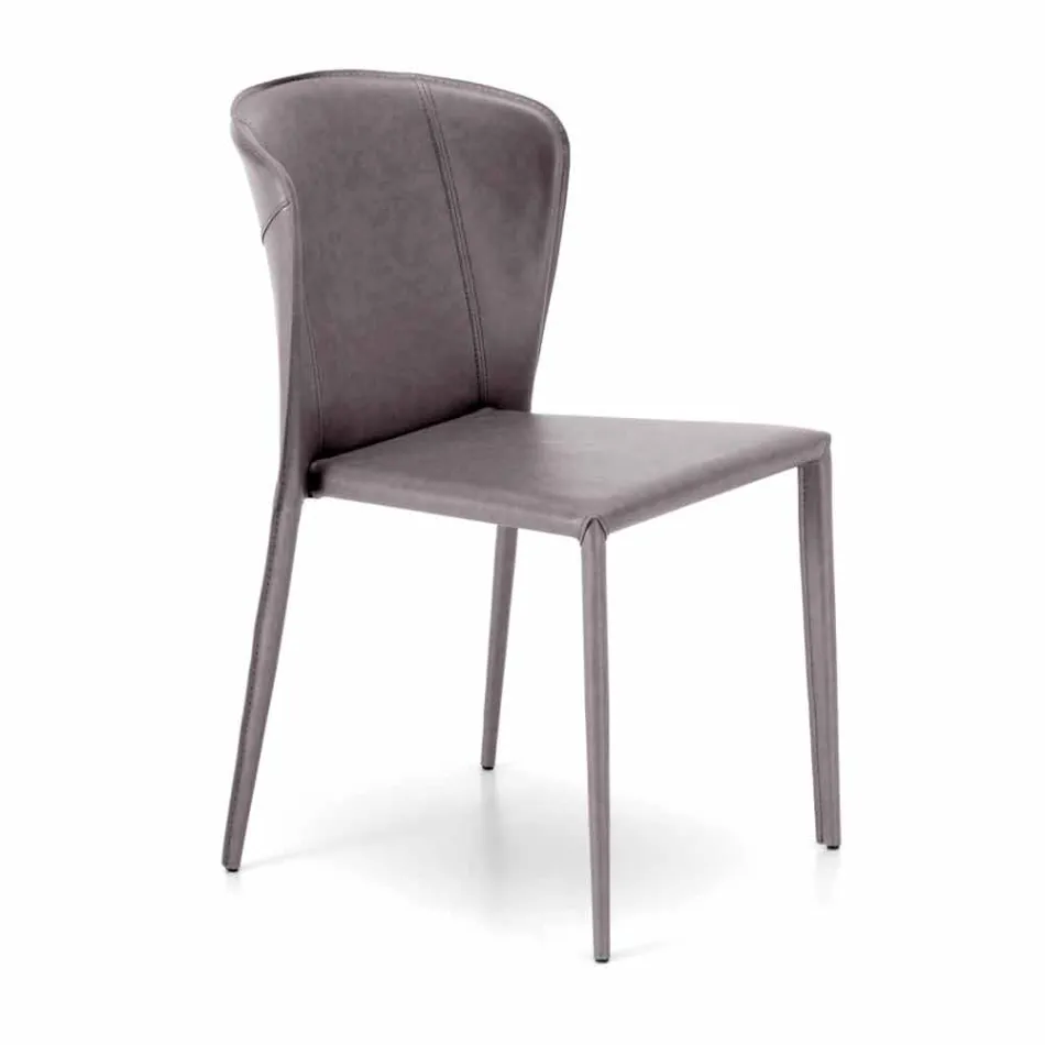 Modern living chair completely covered in imitation leather, Accadia, 4 pieces Viadurini