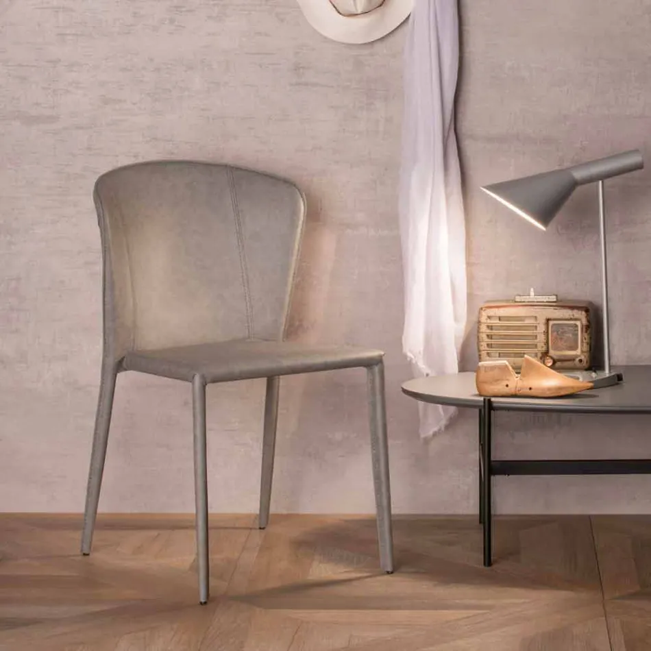 Modern living chair completely covered in imitation leather, Accadia, 4 pieces Viadurini