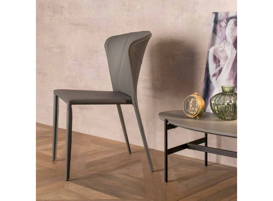 Modern living chair completely covered in imitation leather, Accadia, 4 pieces Viadurini