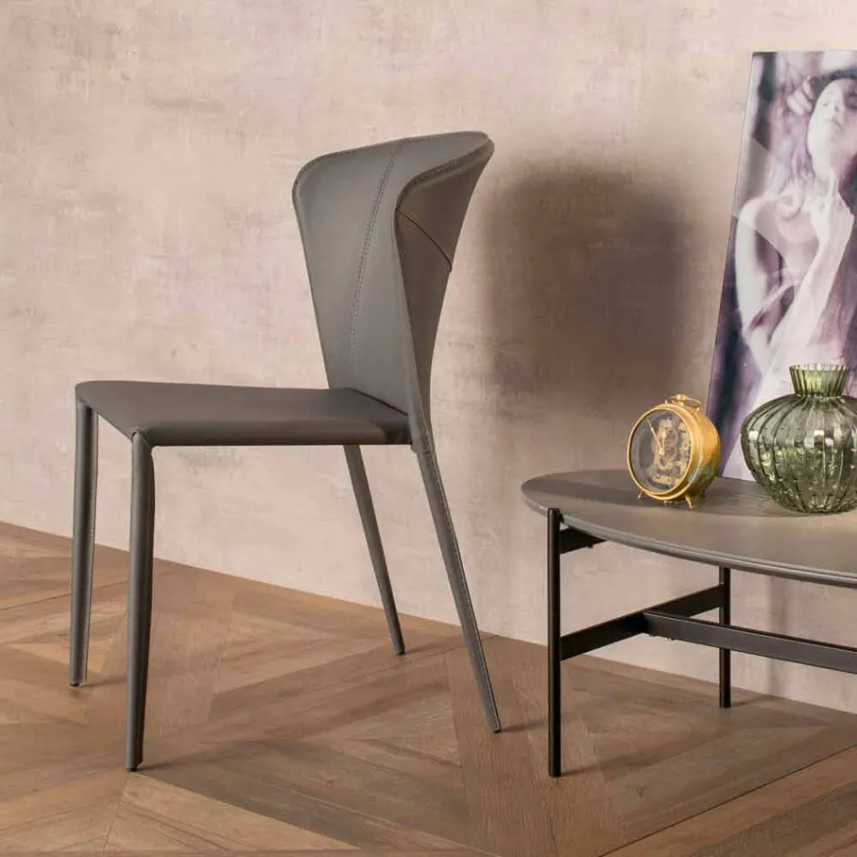 Modern living chair completely covered in imitation leather, Accadia, 4 pieces Viadurini