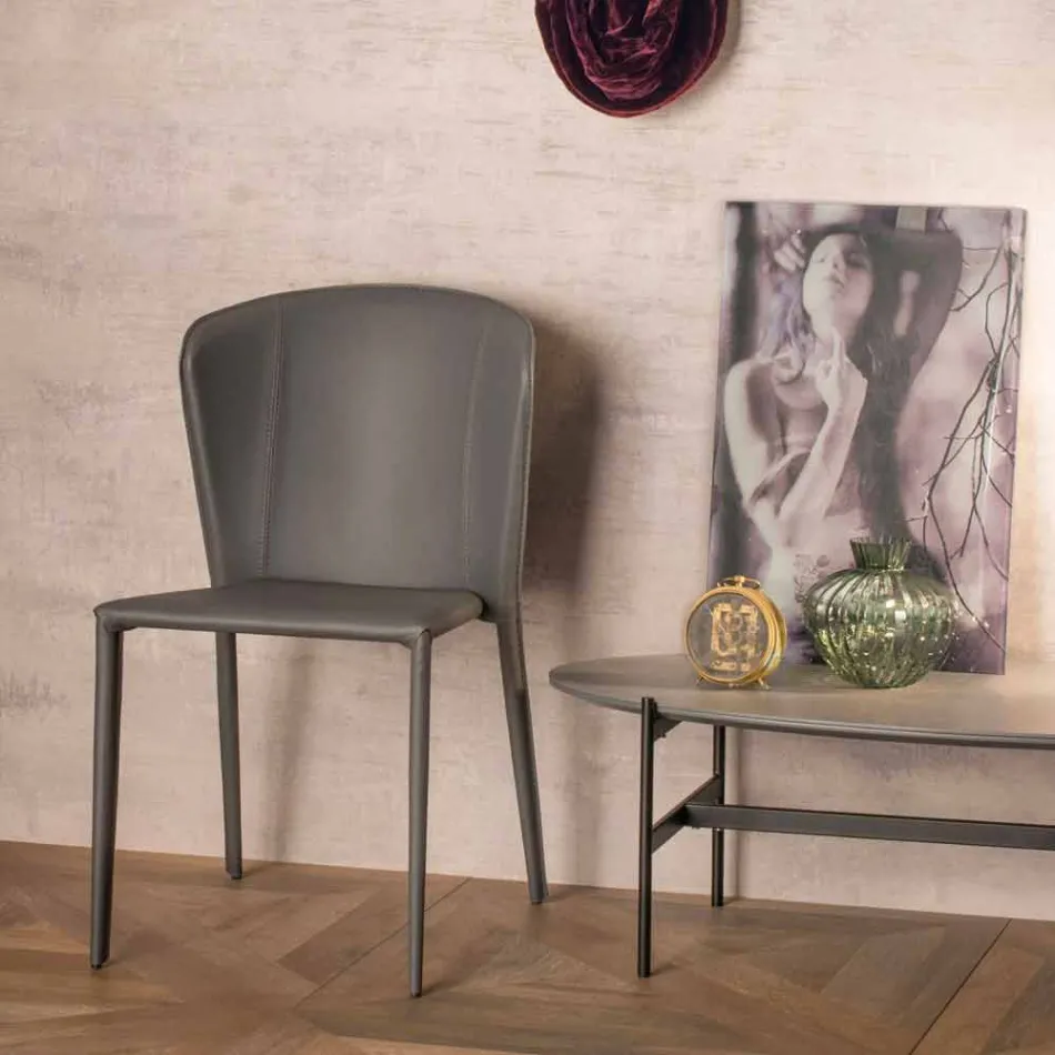 Modern living chair completely covered in imitation leather, Accadia, 4 pieces Viadurini