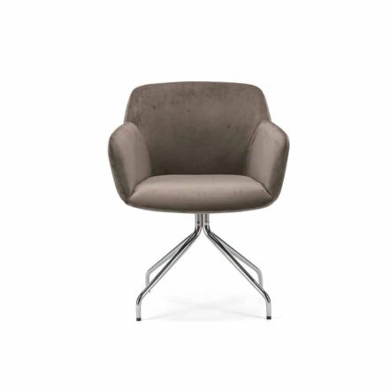 Modern Chair with Swivel Spider Base in Fabric or Leather – Bardella Viadurini