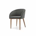 Modern Chair with Ash Base and Seat in Fabric or Leather - Tagata