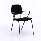 Modern Chair with Armrests and Seat Covered in Velvet, 4 Pieces - Cioli Viadurini