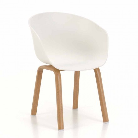 Modern Chair with Polypropylene Seat and Metal Legs, 4 Pieces - Sea Bass Viadurini