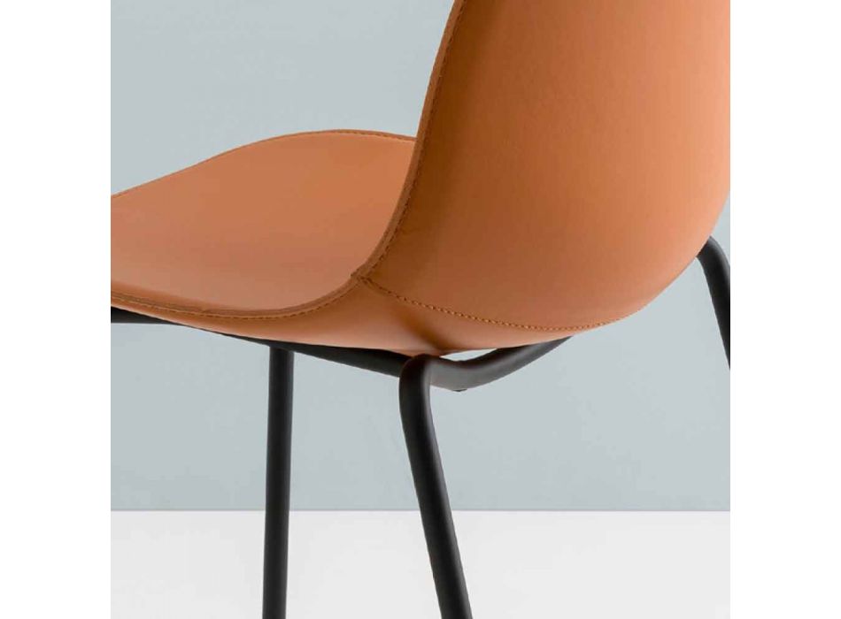 Connubia modern chair by Calligaris Academy in metal and leather Viadurini
