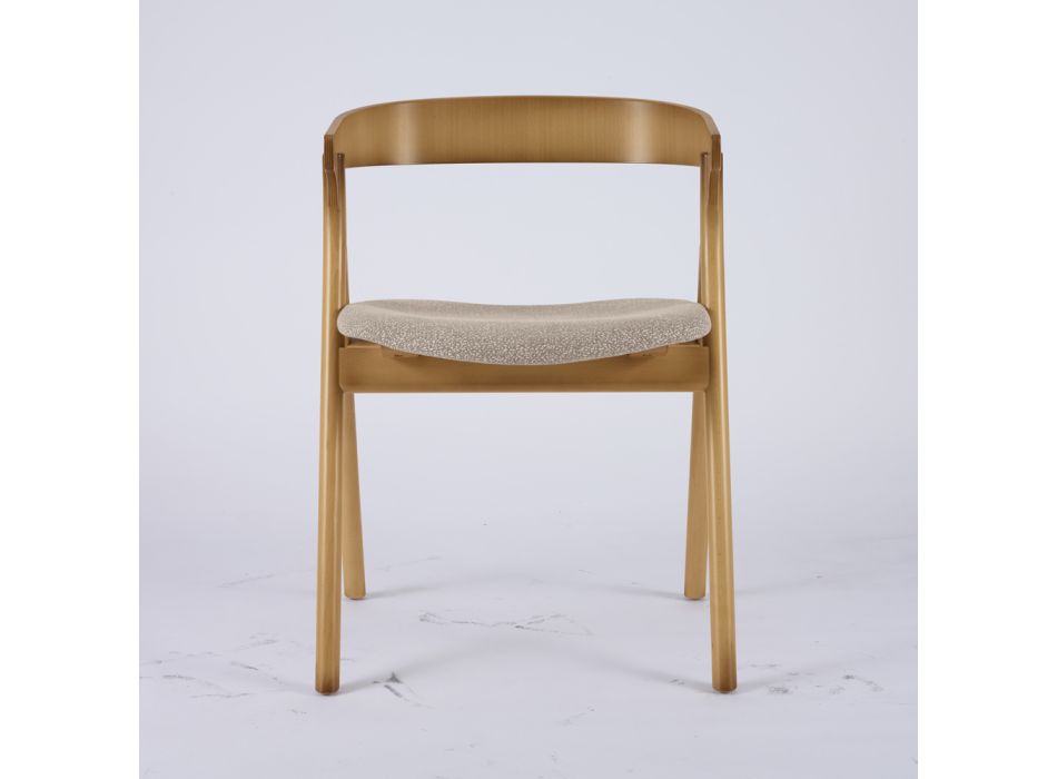 Modern living room chair in different fabrics with wooden shell - Wolter Viadurini