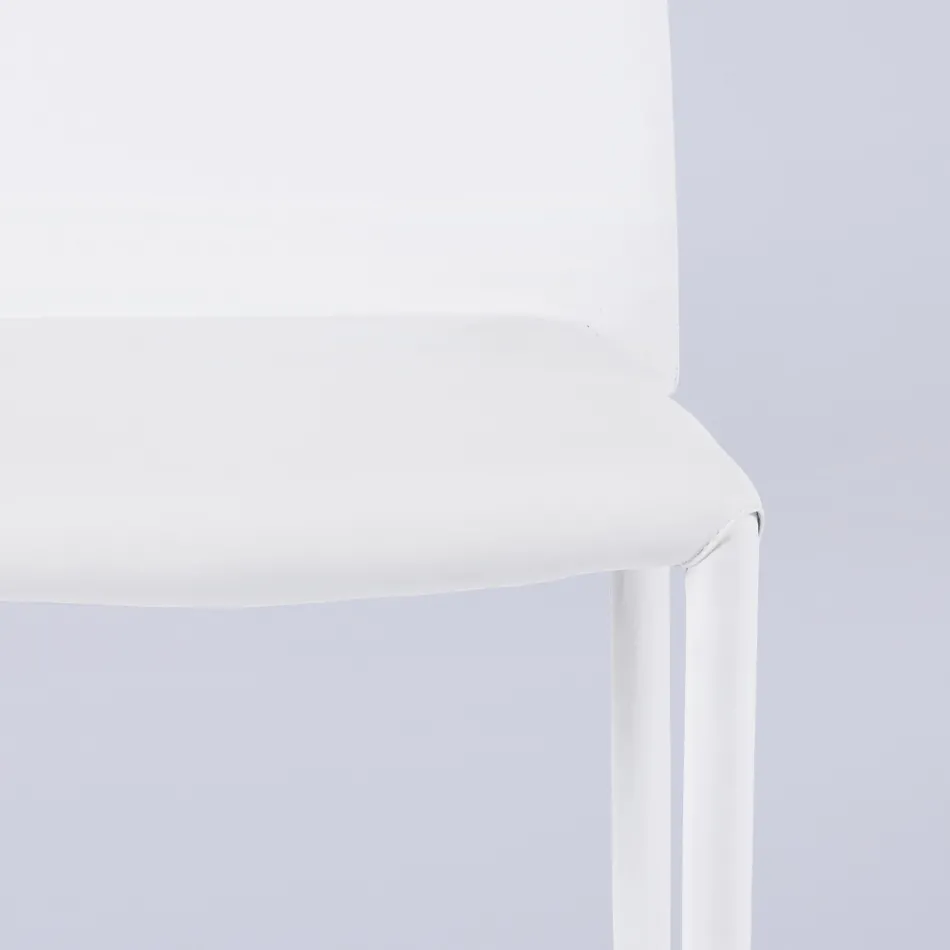 Modern Living Room Chair in Eco-Leather and Metal Made in Italy - Reka Viadurini