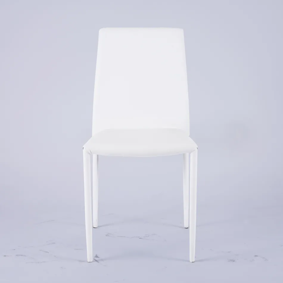 Modern Living Room Chair in Eco-Leather and Metal Made in Italy - Reka Viadurini