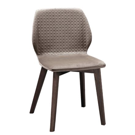 Modern Chair of Elegant Design in Quilted Velvet and Wood - Scarat Viadurini