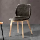 Modern Chair of Elegant Design in Quilted Velvet and Wood - Scarat Viadurini