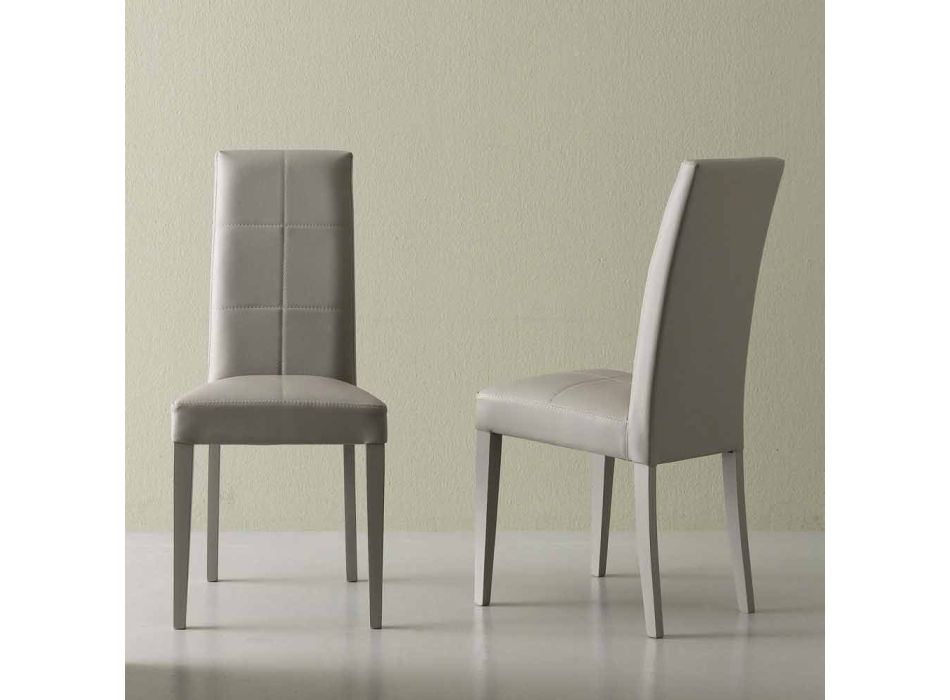 Linear modern chair in ice gray eco-leather Viadurini
