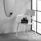 Modern Wooden Chair with Painted Metal Structure, 4 Pieces - Habibi Viadurini