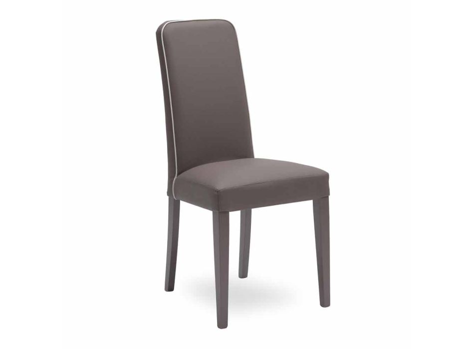 Modern chair in beech wood and imitation leather Fanny, 4 pz Viadurini