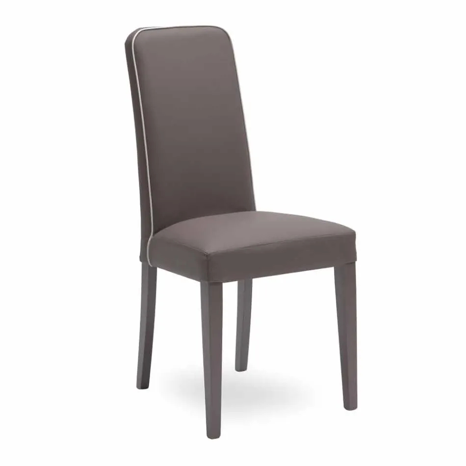 Modern chair in beech wood and imitation leather Fanny, 4 pz Viadurini