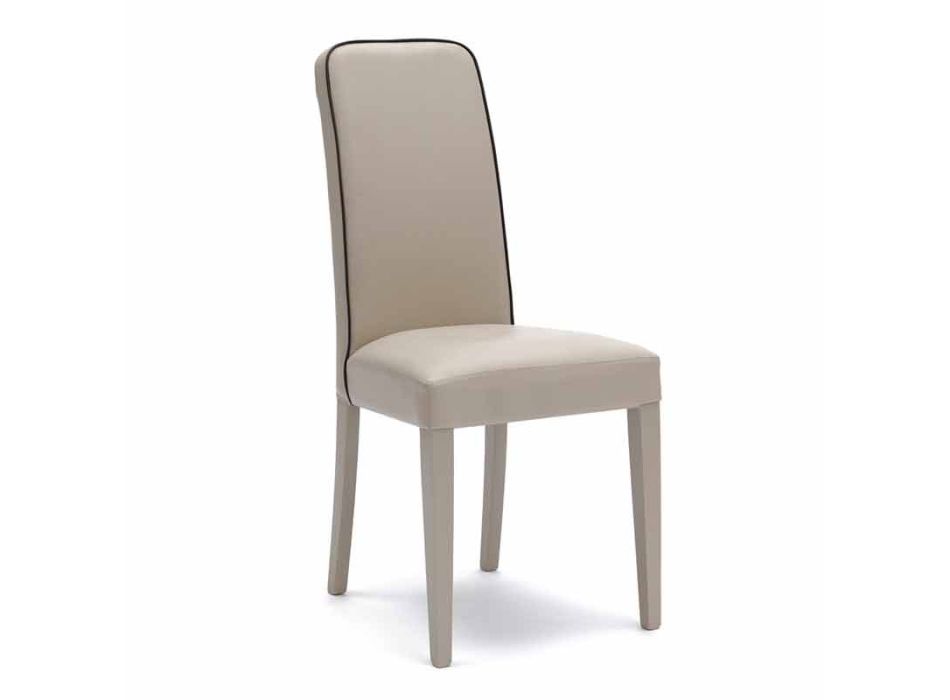 Modern chair in beech wood and imitation leather Fanny, 4 pz Viadurini