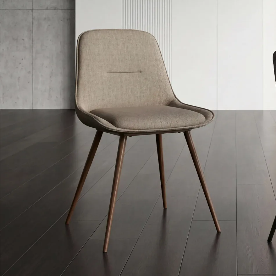 Modern Chair in Metal and Stain-Resistant Fabric in Dove Gray or Anthracite - Canova Viadurini