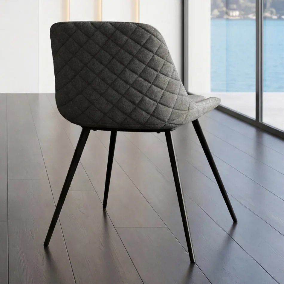 Modern Chair in Metal and Stain-Resistant Fabric in Dove Gray or Anthracite - Canova Viadurini