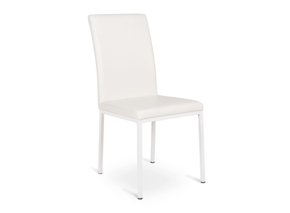 Modern upholstered dining chair made of faux leather 4 pieces Emma Viadurini
