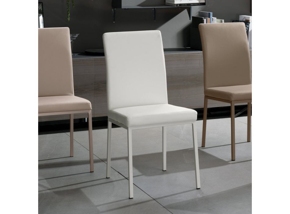 Modern upholstered dining chair made of faux leather 4 pieces Emma Viadurini