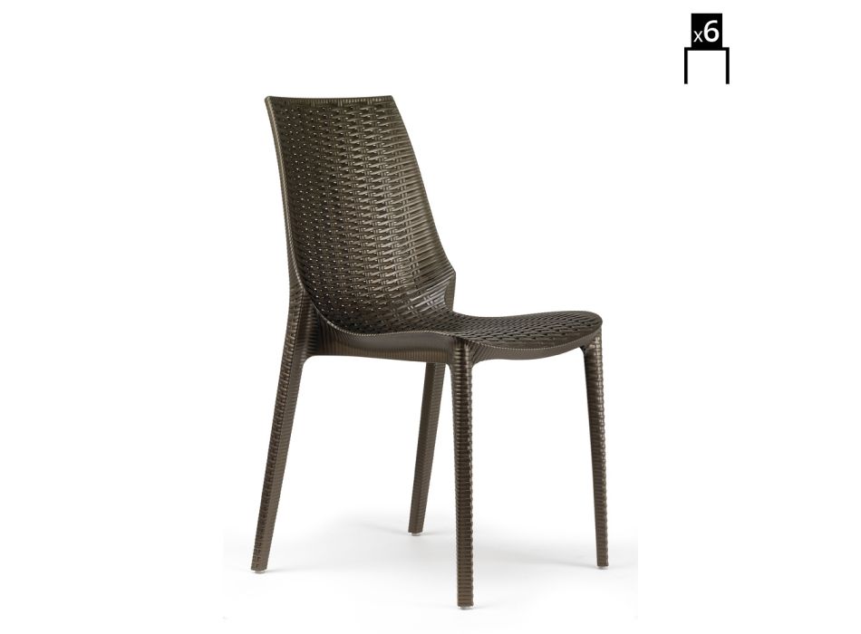 Modern Chair in Braided Technopolymer Made in Italy 6 Pieces - Erminia Viadurini