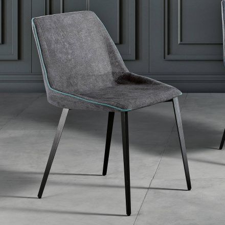 Modern chair in fabric and triangle legs made in Italy, Oriella Viadurini