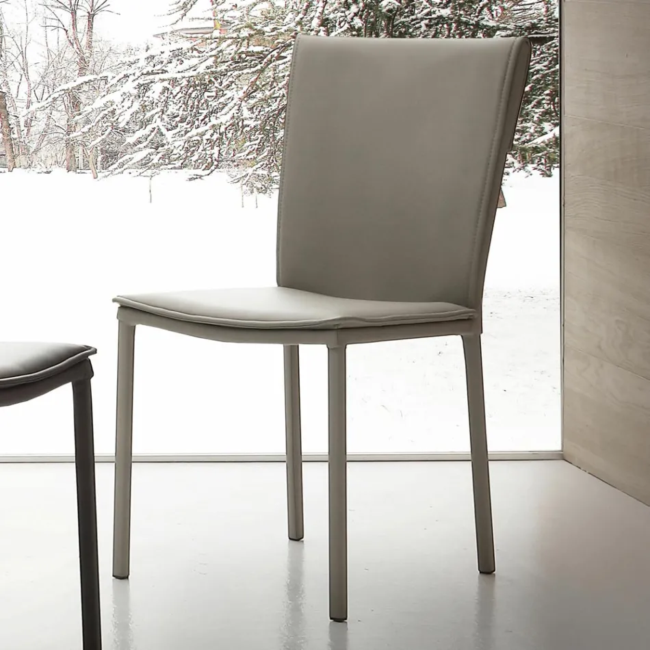 Dining chair Lappola, with eco-leather upholstery, modern design Viadurini