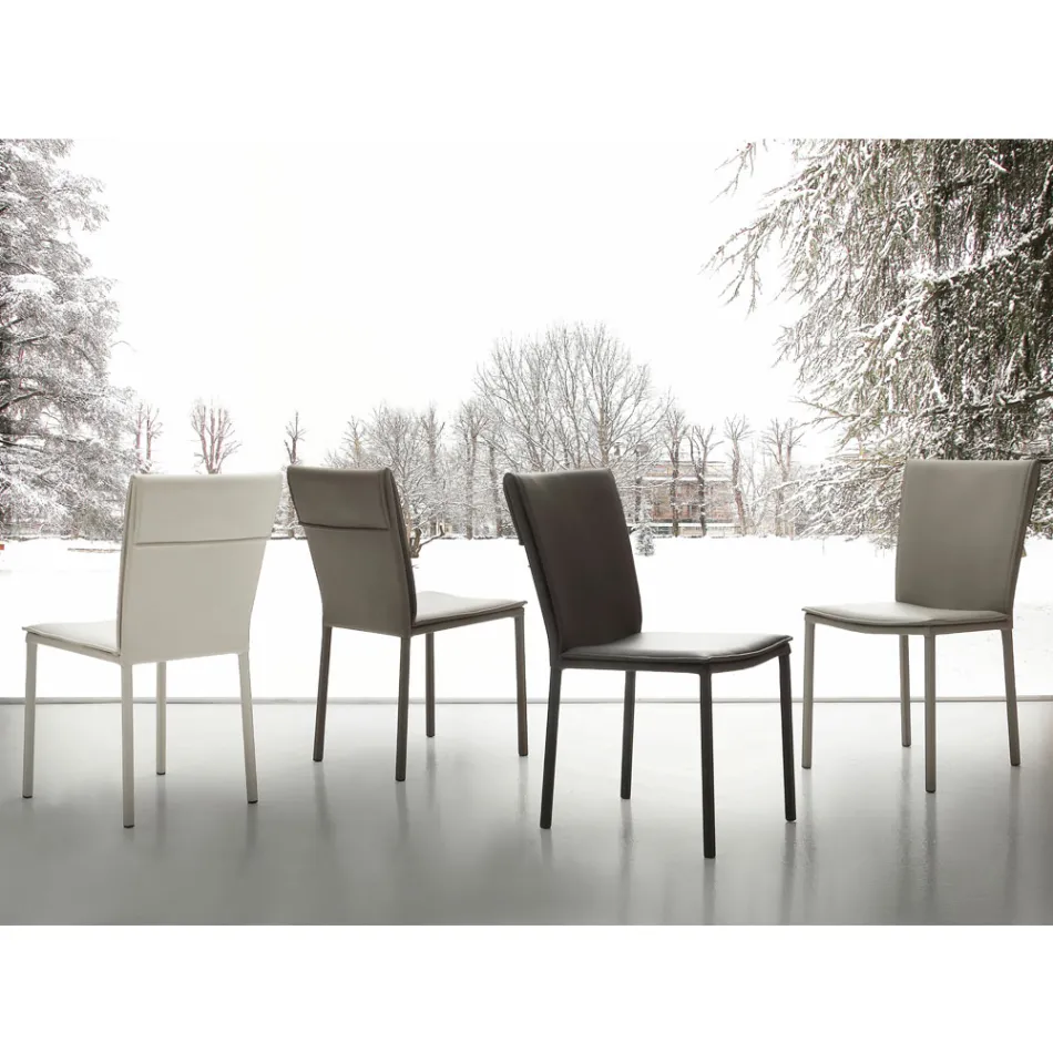 Dining chair Lappola, with eco-leather upholstery, modern design Viadurini