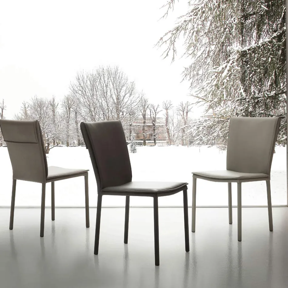 Dining chair Lappola, with eco-leather upholstery, modern design Viadurini
