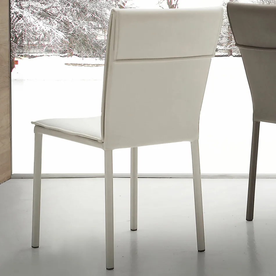 Dining chair Lappola, with eco-leather upholstery, modern design Viadurini