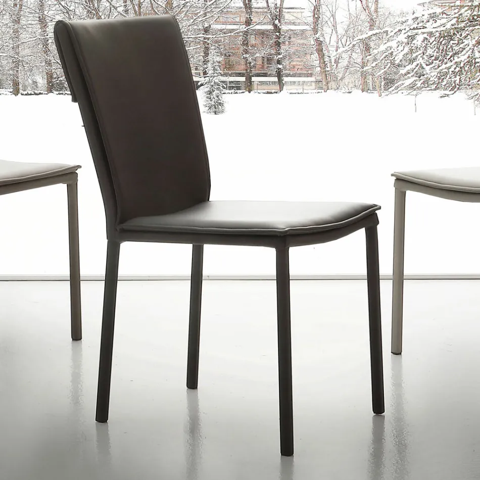 Dining chair Lappola, with eco-leather upholstery, modern design Viadurini