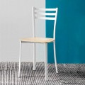 Modern Kitchen Chair in White Metal and Beech Wood Made in Italy, 2 pieces - Ace